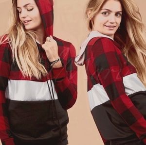 Buffalo Plaid Silver Sequin Pullover Hoodie